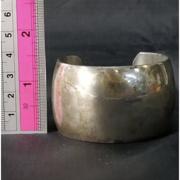 VTG Navajo Hyson Craig Signed Sterling Silver Wide Plain Cuff Bracelet 6.25” - Picture 6 of 8